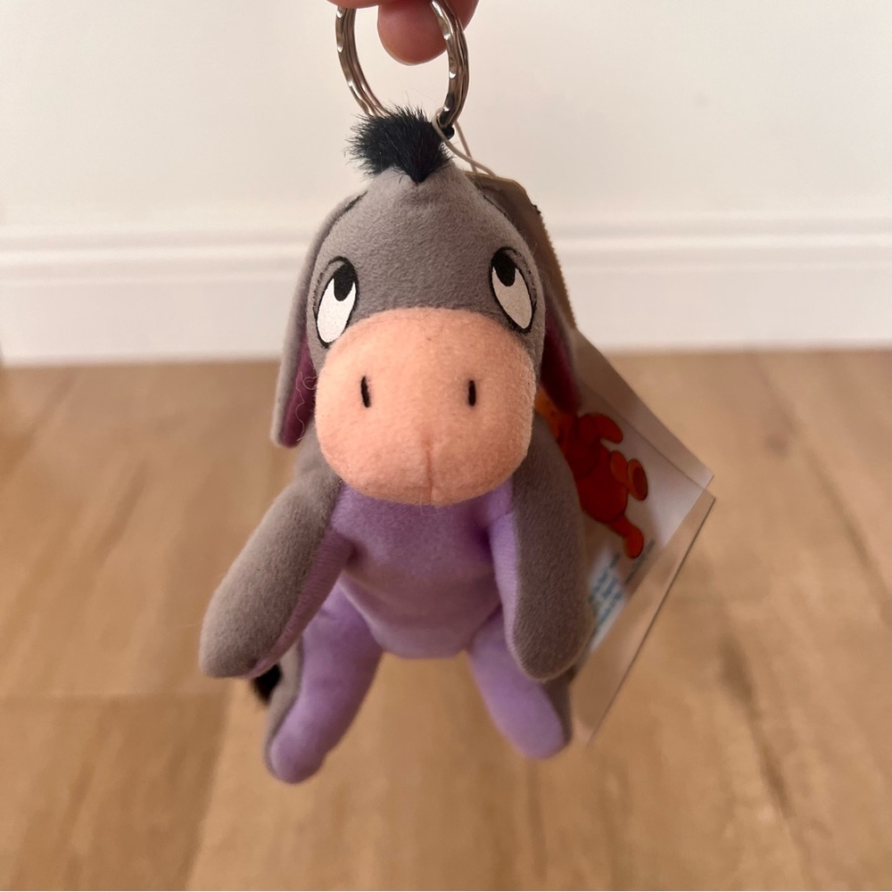 Disney Winnie The Pooh, Eeyore‎ Keychain Bag Plush Toy, Gray Purple 5” NWT